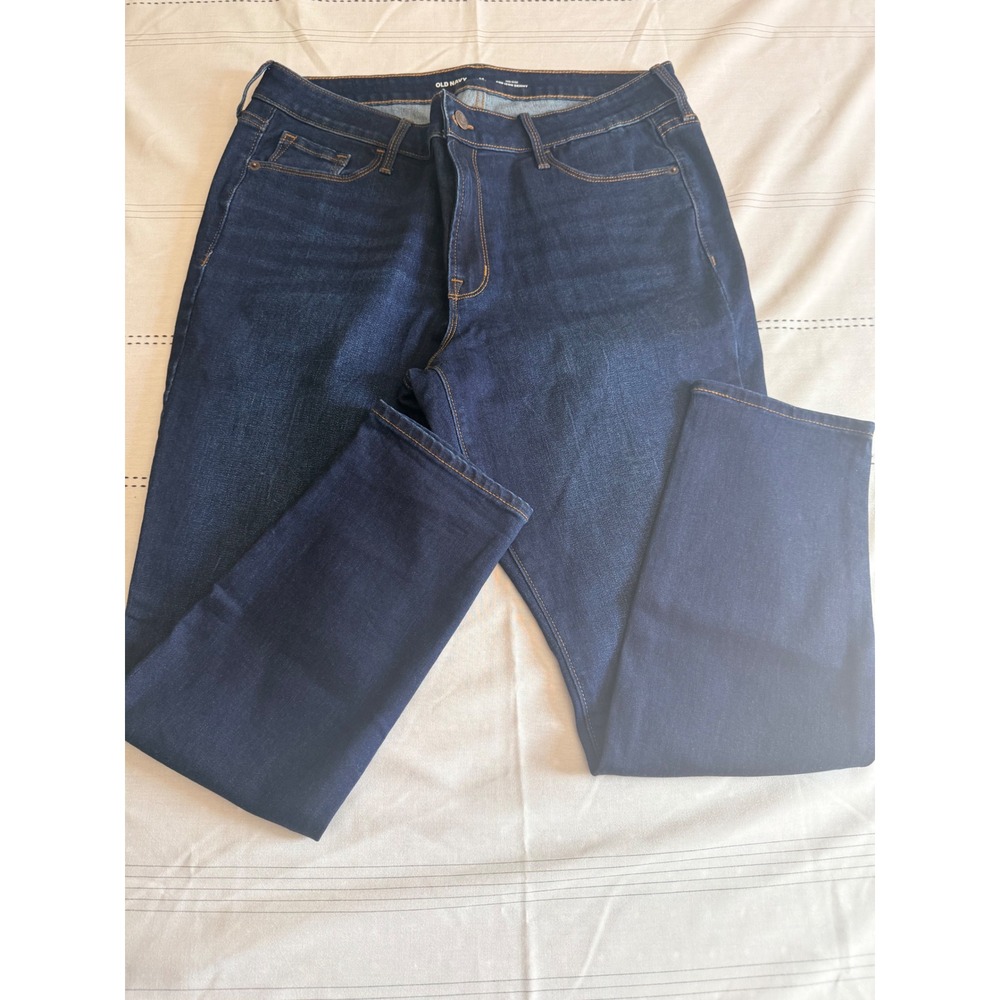 Old Navy Pop Icon Skinny Jeans Dark Wash Mid-Rise Denim Blue 14 Short